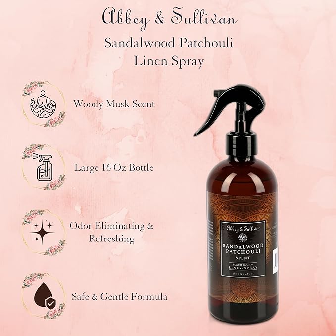 Abbey & Sullivan Linen Spray, Sandalwood Patchouli, 16 oz.