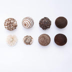 ANDALUCA Decorative Balls Bowl Filler Beige Orbs Floral Home Decor (Cocoa Floral)