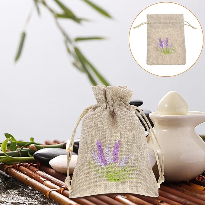 Homoyoyo 10pcs Empty Sachet Bags Drawstring Lavender Flowers Bags Dried Lavender Scented Pouches 10 * 14cm