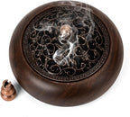 Incense Burner with Stick Holder for Sticks Cones and Coils, Black Walnut Wooden Incence Holder for Meditation Yoga Spa Room Home Decor