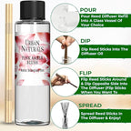 Urban Naturals Reed Diffuser Oil Refill, Pink Amber Blush Fragrance Oil with Florals, Fruits, Vanilla, 4 oz + Free Reed Sticks, Made in The USA