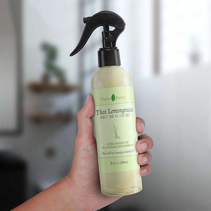 Thai Lemongrass Linen and Room Spray, Natural Air Freshener Made with Pure Lemongrass Essential Oil, Bathroom Air Freshener or Calming Pillow Spray (8.5 fl oz)