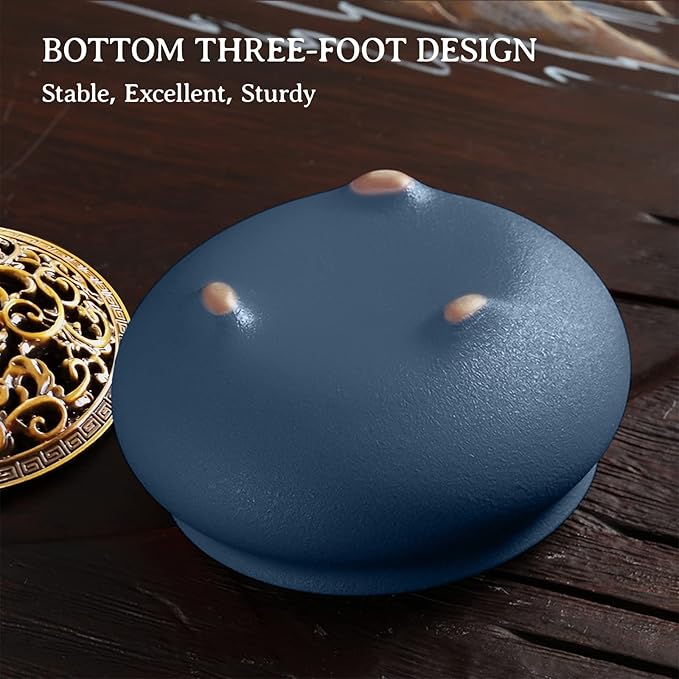 Coil Incense Burner， Ceramic Cone Incense Burner Holder Suitable for Incense/Cone/Coil/Stick, Sage, Mosquito Incense, and Charcoal. Incense Holder+Fireproof Cotton Inside.