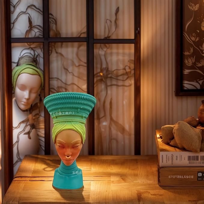 Elegant Head Incense Black Woman Burner, Modern Design, Stylish Incense Holder Black Women, Sophisticated Home Decor, Desk Accessory (Green)