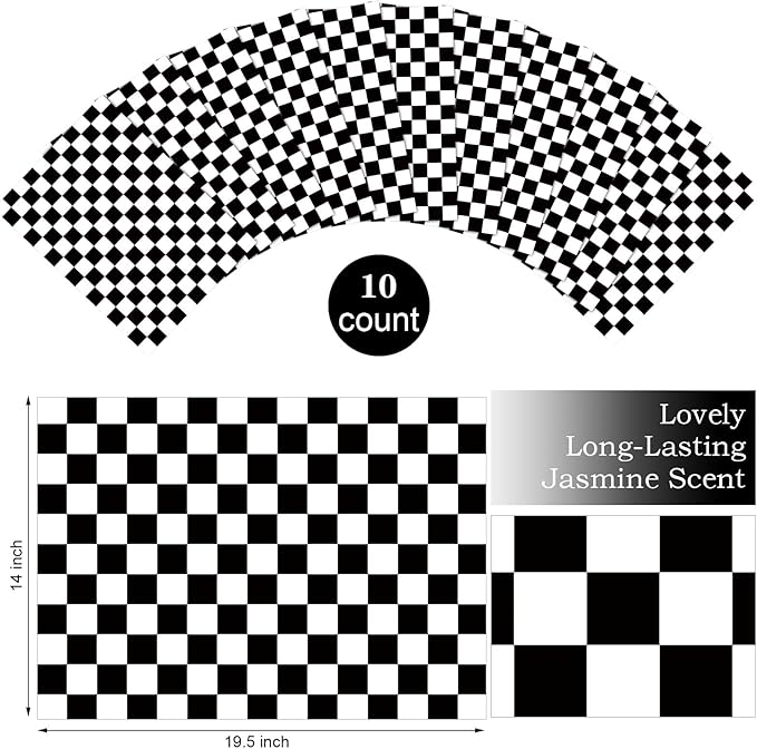 10 Sheets Drawer Liners for Dresser Scented Drawer Liners Non Adhesive Scented Paper for Fragrant Home Shelf Closet (Linen,Checkered Pattern)