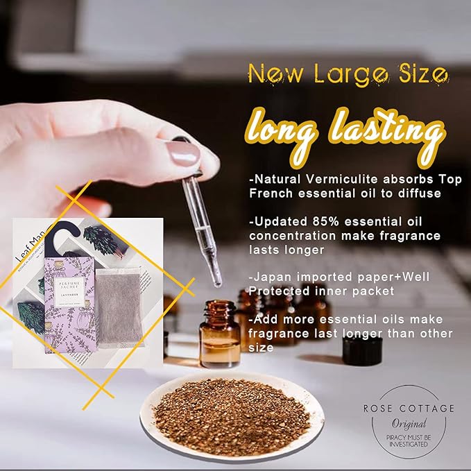 Large 12 Packs Jasmine Hanging Closet Deodorizer Air Freshener Long Lasting Scented Sachets Smell Goods for House