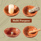 Koville Natural Marble Incense Holder, Incense Holder for Sticks with 9 Holes, Handmade Incense Burner Ash Catcher for Meditation Yoga SPA, Balsam Fir/Palo Santo/Sage/Cone (Red)