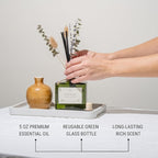 Craft & Kin Reed Diffuser with Dried Flowers | 5 oz Santal Woods Fall Scented Reed Diffusers for Home, Bathroom | Scent Sticks | Elegant Fragrance Home Decor for Men & Women