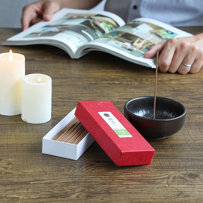 Asayu Japan Incense Sticks Juniper Scent (40gr) for Evening Meditation, Relax or Yoga, Made in Japan Traditional Smoke Type Incense