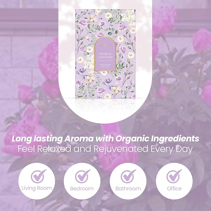Brooklyn Fragrance Co. Arches Sachet Bags – Lavender Floral Scented Pouches – Perfect Aroma for Drawers, Closets, Cars and Bathrooms – Long-Lasting Fresh Scent Sachets (6- Pack)