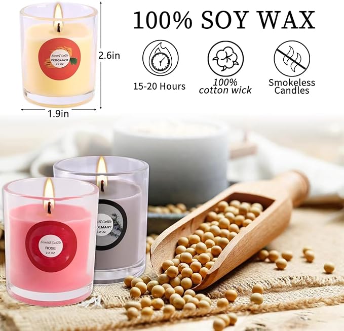 Scented Candles, Jasmine, Rose, Vanilla, Bergamot, fig, Lavender, Lemon, Spring,Strawberry, Rosemary, Aromatherapy Candles,Soy Wax Glass Jar Candle - 40 Pack