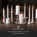 Colonial Candle Unscented Taper Candle, Classic Collection, Mulberry, 10 In, Pack of 12 - Up to 8 Hours Burn