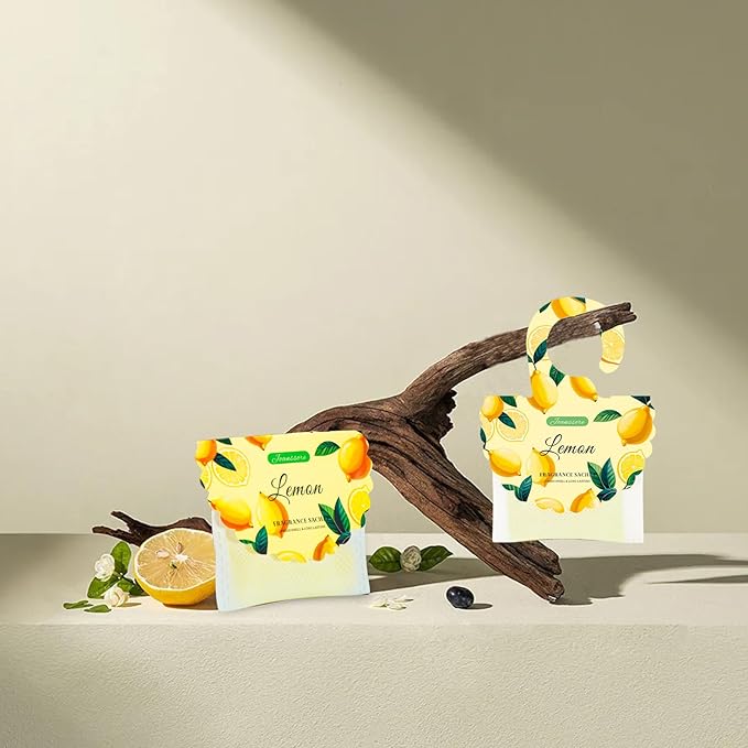 15 Packs Lemon Scented Sachets Bag for Drawers and Closets, Air Freshener for Home Fragrance Sachet, Long-Lasting Hanging Closet Deodorizer Smell Goods for House