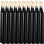 20-Pack of 4-Inch Black Taper Candles - Smokeless, Long-Burning (1.5 Hours Each) - Ideal for Dinners, Parties, Ceremonies, and Shabbat Observances