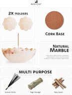 Radicaln Marble Incense Holder 5.5" Inches White Onyx Handmade Incense Ashtray with 9 Incense Holes - Modern Incenses Burner for Home Décor - Incenses-Sticks