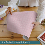 Fragrant Scented Drawer Liners in a Geometric Print (Folded) | Natural | Pack of 5 Sheets | Contains Essential Oils | Made in The UK (Helebore Pink | Neroli & Bergamot, Folded)