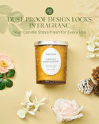 M&SENSE Vanilla Sandalwood Candle, Wooden Wick Strong Scented Candle,100 Hours Slow Burning No Toxin Natural Soy Wax 18oz, Stress Relief Aromatherapy Home Fragrance with Lid, House Warming Gift