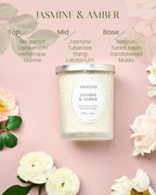 M&SENSE Jasmine Amber Scented Candle, Wooden Wick Candles with Lid, 100 Hours Slow Burning Natural Soy Wax 18oz, Stress Relief Relaxing Home Fragrance, Housewarming Gifts for Women Men