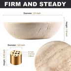 Koville Italian Travertine Incense Holder, 6" Incense Holders for Sticks, Sturdy Incense Burner Ash Catcher, Ideal for Meditation, Relaxing, Easy to Clean