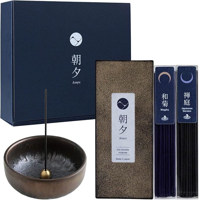 Zen Gift Set: Japanese Garden & Chrysanthemum Incense + Holder