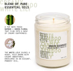 Scented Soy Wax Candle for Home, White Bamboo Candle and Lily, Essential Oils, Soy Candles Non Toxic, Aromatherapy Candles, 16oz, 60 Hours Burn Time, Fresh Bamboo and Green Floral Scent