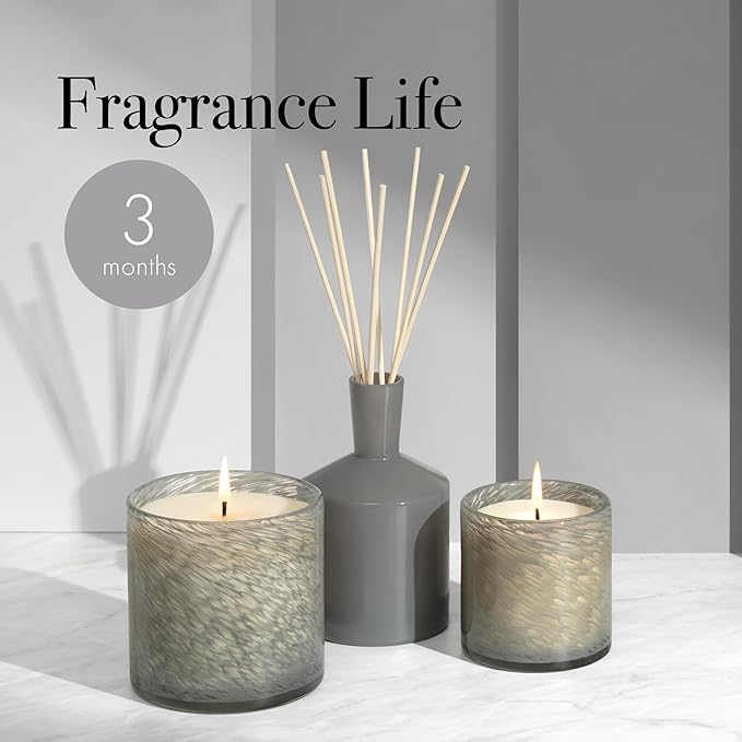 LAFCO New York Classic Reed Diffuser, Paradiso Fig - 6 oz - Up to 3 Months Fragrance Life - Reusable Glass Vessel - Natural Wood Reeds - Made in The USA
