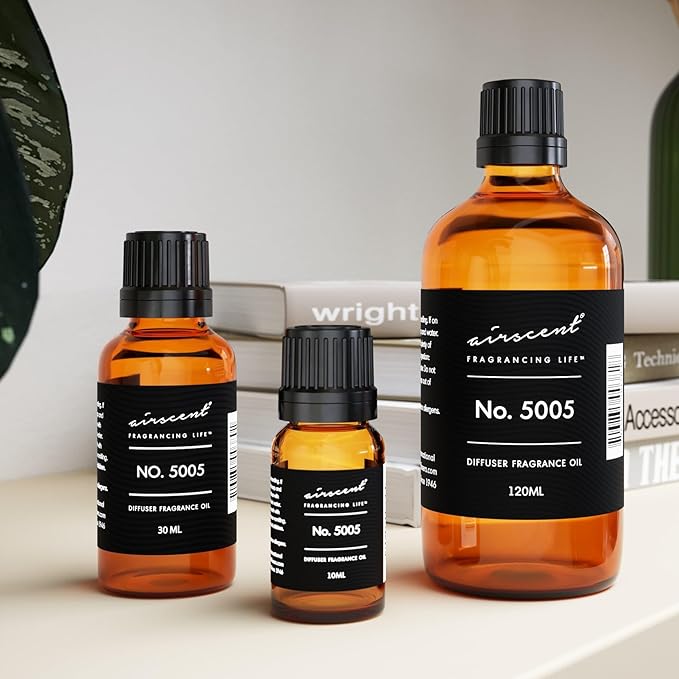 AirScent Diffuser Oil Inspired by TF's Oud Wood - No. 5005 Perfume Dupe - Fragrance Oil Blend for Ultrasonic and Waterless Diffusers and Crafting - 10 ml, 0.34 fl oz Glass Bottle with Dropper