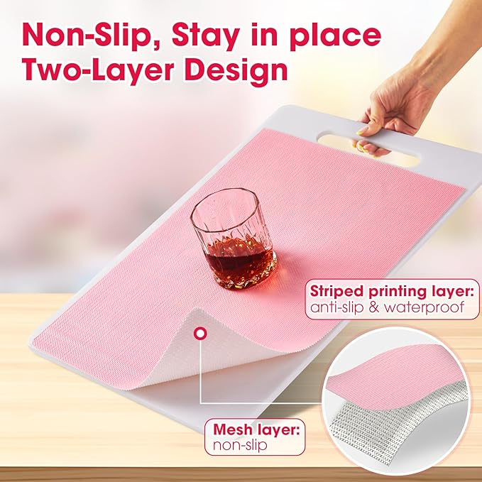 Shelf and Drawer Liner, Kitchen Cabinet Liners Non-Adhesive Thick Non-Slip Waterproof Washable Fragrant Mats Protect Dresser Shelves Cupboard Bathroom Cabinets, Pink, 12 in X 10 FT