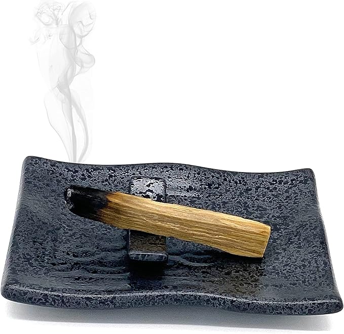 TOBOHU Black Rectangle Ceramic Palo Santo Stick Holder, Palo Santo Burner