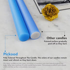 New Burning Formula Unscented Dripless 10-Inch Taper Candles Set of 12 - Light Blue, for Wedding, Dinner - Smokeless, Long Burning - Hand Poured, Colored Tall Candlesticks - Azul Claro