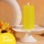 KONNI Beeswax Yellow Pillar Candles Set of 3, 2"x 4" Unscented Pillar Candles Bulk, 20 Hours Long Burning Candles, Smokeless&Dripless Large Round Candle for Wedding, Decoration, Parties, Spas, Dinner