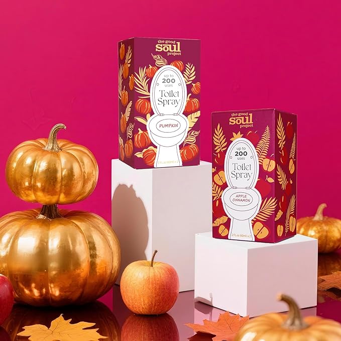 Toilet Spray, Pumpkin Scent, Travel Essentials, 4 Fl.Oz, Up to 200 Uses, Bathroom Odor Eliminator - Pumpkin, Smoked Vanilla & Cinnamon