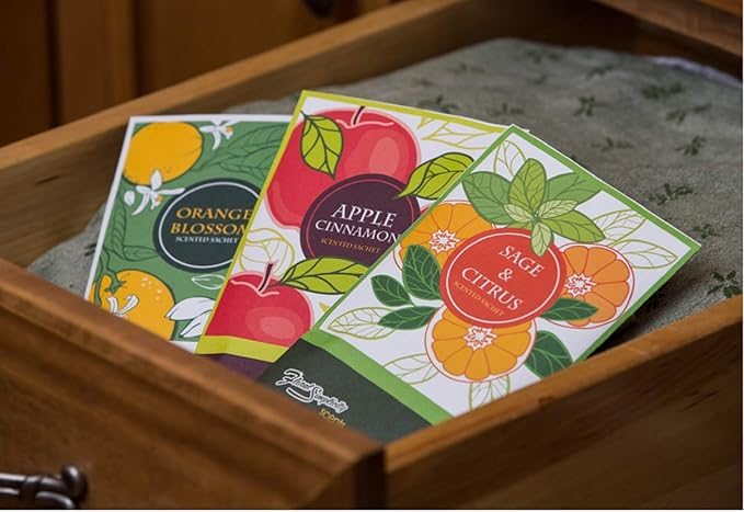 Orange Blossom Scented Sachets Pack of 3, Spring and Summer - Long-Lasting Scented Bags, Home Fragrance, Air Freshener & Deodorizer for Closet, Room, Drawer, or Cars, Made in USA