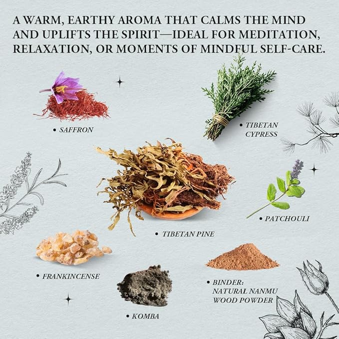 Purify & Center - Innergy Tibetan Pine Incense Sticks, Natural Mountain Herbs for Space Cleansing, 150 Sticks