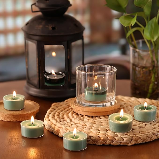 Pine Forest Scented Tea Lights Candles – Pine Green – 6 Hour Burn – 100% Palm Wax – Scented Tealight Candles for Christmas, Winter Holidays, Festive Decor – 48 Pack Scent Votive Candle
