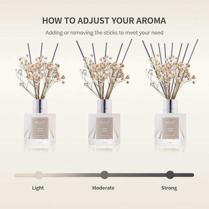 Airkeep Reed Diffuser Set,3.38 fl oz (100 ml) - Ocean Mist&Sea Salt Oil Diffusers with 8 Reed Sticks,Home Fragrance Reed Diffuser for Bathroom Shelf Decor