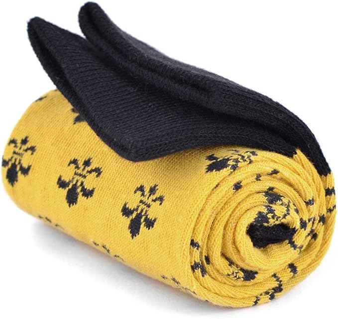 boxed-gifts Men's Mardi Gras Socks Fleur de Lis Patterned Premium Cotton Dress Casual Crew Socks for Men