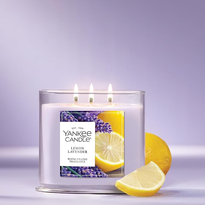 Yankee Candle 3 Wick Candle Jar, Scented Candle with up to 40 Hours of Burn Time, Premium Plant Wax Blend for Consistent Long Lasting Scent from First to Last Burn, Lemon Lavender