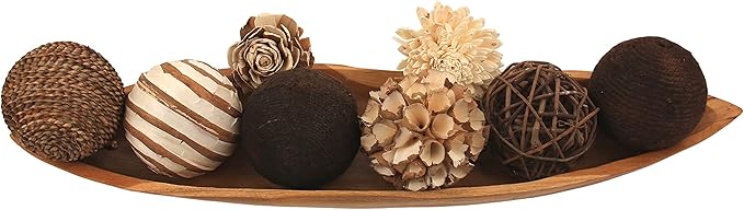 ANDALUCA Decorative Balls Bowl Filler Beige Orbs Floral Home Decor (Cocoa Floral)
