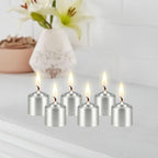 Mega Candles 12 pcs Unscented Silver Votive Candles, Hand Poured Wax Candle 10 Hours 1.38 Inch x 1.5 Inch, Home Décor, Wedding Receptions, Centerpieces, Occasions, Events, Meditations, Holders