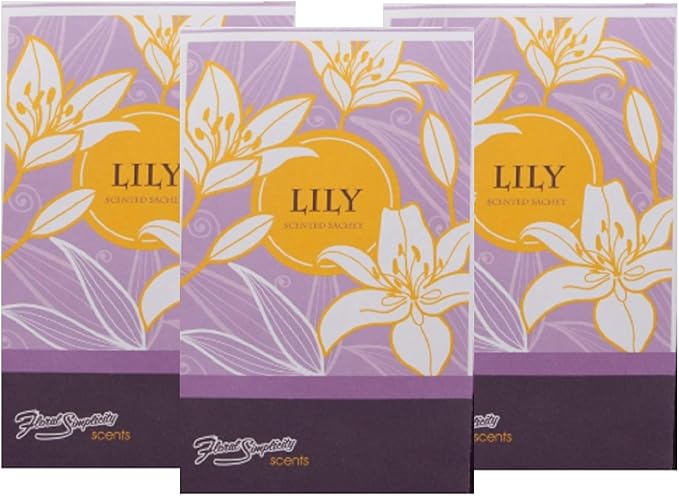 Lily Scented Sachets Pack of 3, Spring and Summer - Long-Lasting Scented Bags, Home Fragrance, Air Freshener & Deodorizer for Closet, Room, Drawer, or Cars, Made in USA