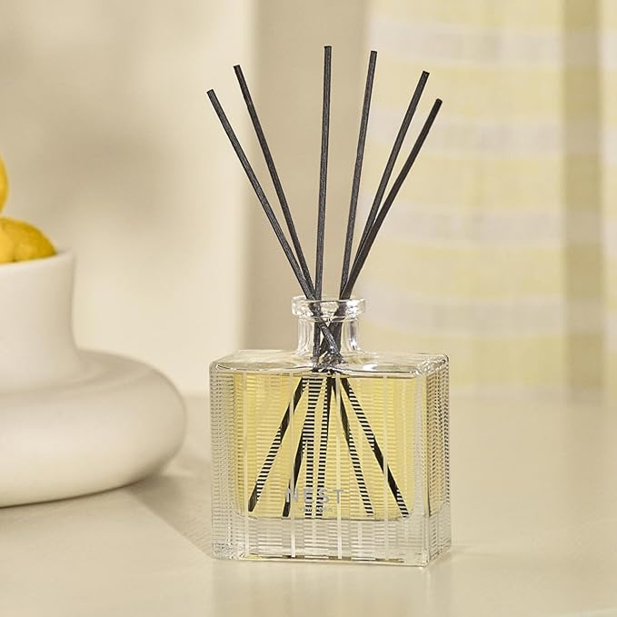 NEST New York Reed Diffuser, Sunlit Yuzu & Neroli - 5.9 fl oz - Fragrance for Up to 90 Days - Reusable, Refillable Glass Holder - Includes 8 All-Natural Reed Sticks - Flame Free
