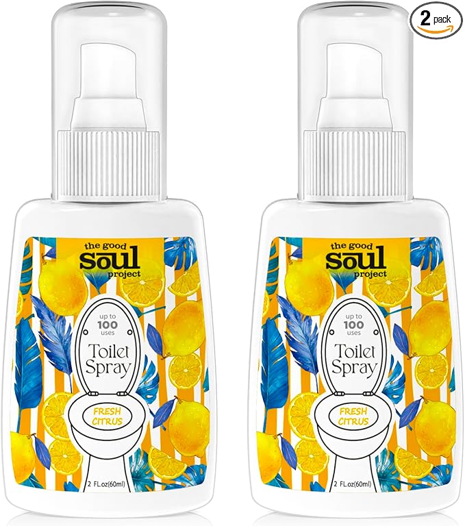 Toilet Spray for Poop, Fresh Citrus, Bathroom Spray Odor Eliminator, 2Fl Oz 2 Pack