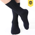 WANDER Mens Dress Socks Double Needle Rib Cotton Solid Premium Socks Lightweight Classic Business Socks 6/8 Pairs 7-12/13-15