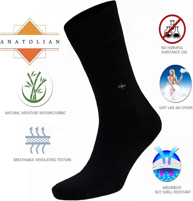 anatolian DRESS SOCKS Natural Comfortable Soft Classy - Made In TURKEY for Men Women Dress or Casual Footwear