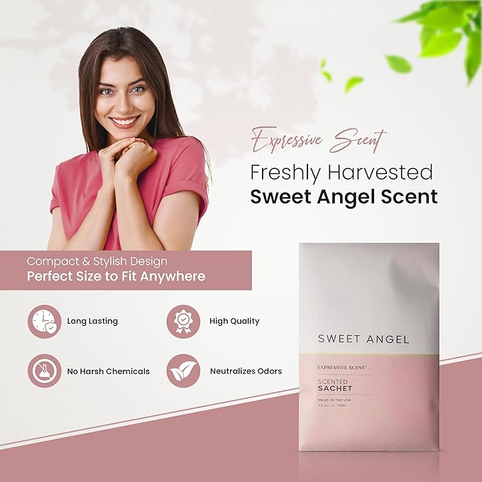 6 Pack Sachet (Sweet Angel) Long Lasting Home Fragrance for Drawers Dressers Closets Cars Kitchen
