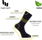 Hugh Ugoli Men's Bamboo Dress Socks for Business & Trouser, Thin & Seamless Crew Socks, 4 Pairs with Gift Box, Shoe Size 8-12