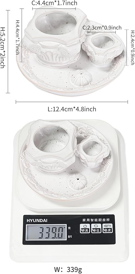 4-in-1 Ceramic Incense Holder & Ash Catcher Tray, Multi-Functional Design for Sage, Palo Santo, Incense Sticks, and Candles- Elegant White Tray for Meditation, Yoga and Home Decor