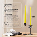New Burning Formula Unscented Dripless 10-Inch Taper Candles Set of 12 - Yellow, for Wedding, Dinner - Smokeless, Long Burning - Hand Poured, Colored Tall Candlesticks - Amarillo
