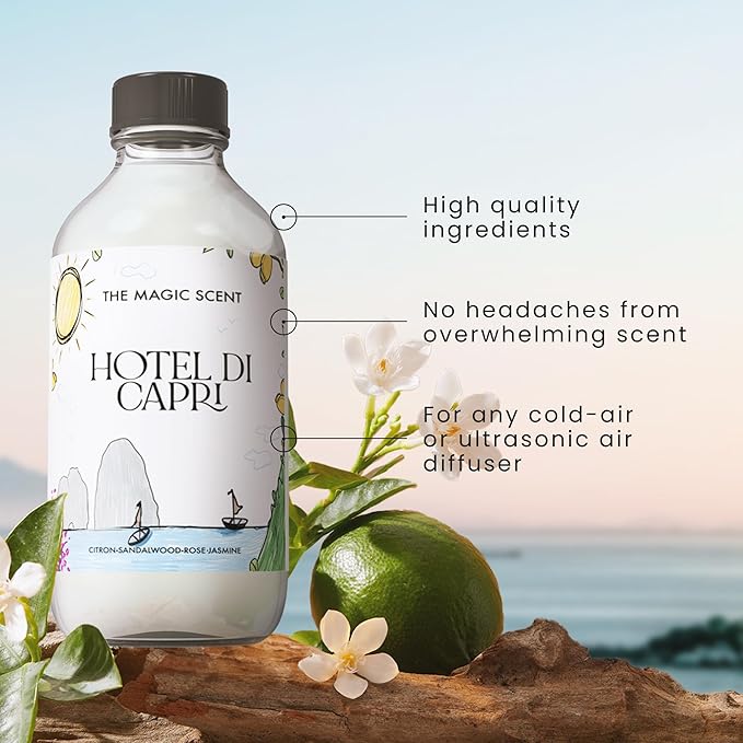 Hotel Di Capri Hotel Scent Diffuser Oil - Cold-Air & Ultrasonic Fragrance Oil for Diffuser Inspired by Capri, Italy - Essential Oils for Diffusers Aromatherapy (500 ml)